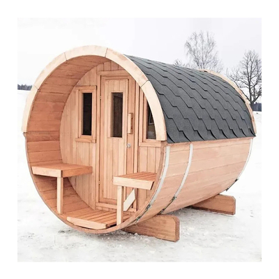 Sauna Luar Ruang dengan Tong Besar Panorama Kayu Hemlock 4-8 Sauna Uap Tong Kayu Tradisional