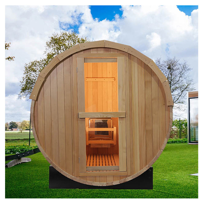 Sauna Luar Ruang dengan Tong Besar Panorama Kayu Hemlock 4-8 Sauna Uap Tong Kayu Tradisional