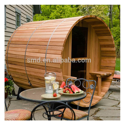Sauna Luar Ruang dengan Tong Besar Panorama Kayu Hemlock 4-8 Sauna Uap Tong Kayu Tradisional