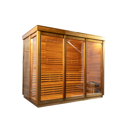 Panel Kontrol Layar Sentuh 6KW Kompor Pemanas Hemlock / Red Cedar Kamar Sauna Uap Dengan Lampu LED