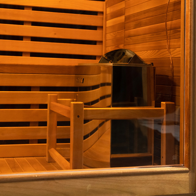 Panel Kontrol Layar Sentuh 6KW Kompor Pemanas Hemlock / Red Cedar Kamar Sauna Uap Dengan Lampu LED