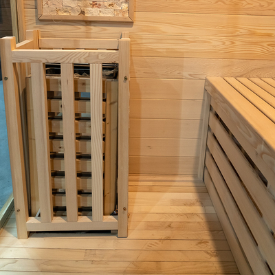 15~90.C Hemlock / Red Cedar Steam Sauna Room Dengan 0-99 MIN Timer Dan 220V Voltage