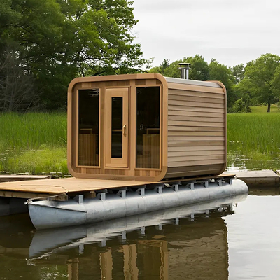 Hemlock Sauna Air Kering Luar Ruangan Dengan Pintu Kaca Penuh - Kisaran Suhu 15-90°C