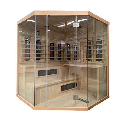 Residential 4 Orang Kayu Ruang Sauna Uap Hemlock Infrared Steam Combine