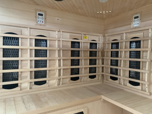 Residential 4 Orang Kayu Ruang Sauna Uap Hemlock Infrared Steam Combine