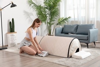 3 Zona Pemanasan Rendah EMF Inframerah Sauna Kubah Perawatan Kesehatan 1300W Fir Dome Sauna