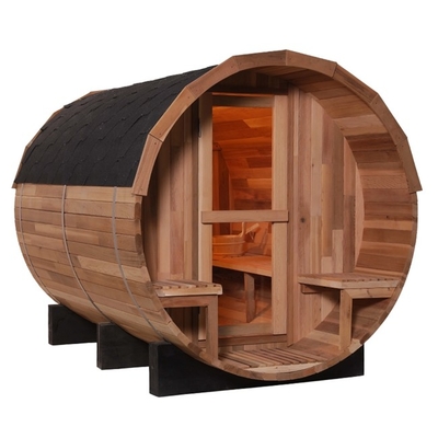 PreBuild Solid Red Cedar Wood Barrel Sauna Steam dengan Kompor Listrik 4.5KW