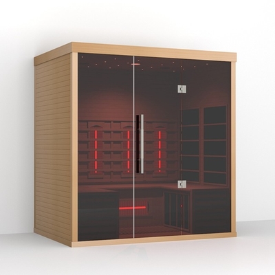 Hemlock Wood 4 Orang Smartmak Sauna Unit Sauna Kering Inframerah Jauh Untuk Rumah 2700w