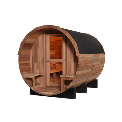 Red Cedar Wood Fired Barrel Ruang Sauna Barel Berbentuk 2 - 4 Orang
