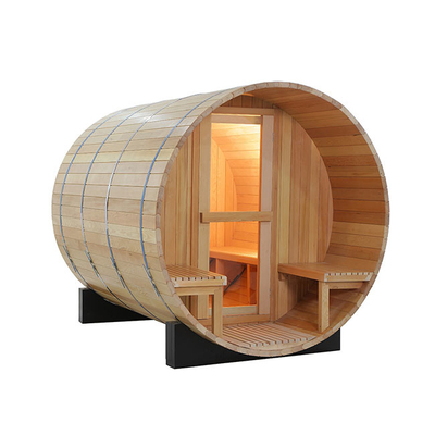 1800x1800MM Halaman Belakang Hemlock Wood Barrel Ruang Sauna Dengan Teras