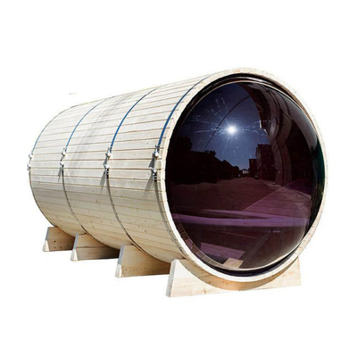 4 Orang Panoramic Outdoor Barrel Sauna Cedar Wood Dengan Kompor Listrik Teras