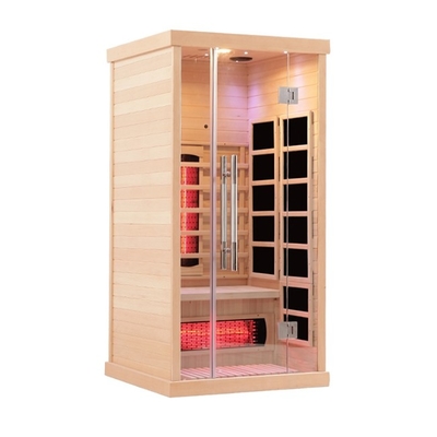 Spektrum Penuh 1 Orang Kayu Solid Sauna Inframerah Jauh Individu