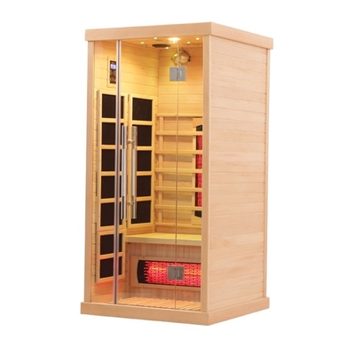 Spektrum Penuh 1 Orang Kayu Solid Sauna Inframerah Jauh Individu