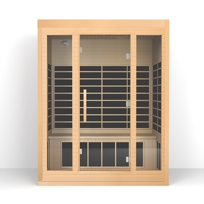 Sauna Merah Cedar 3 Orang Sauna Tradisional Dalam Ruangan dengan Lampu Fisioterapi Led