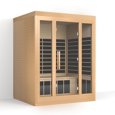Sauna Merah Cedar 3 Orang Sauna Tradisional Dalam Ruangan dengan Lampu Fisioterapi Led