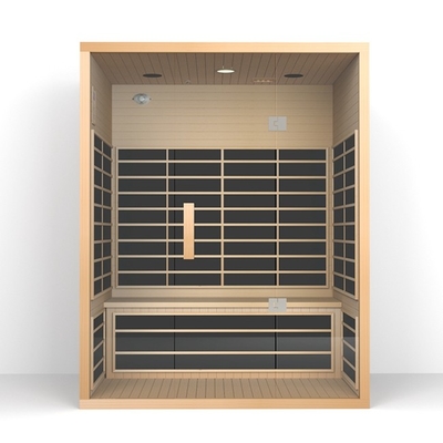 Keluarga 3 Orang Cedar Merah Sauna Inframerah Jauh Dengan Pintu Kaca Tempered 8mm