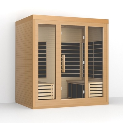 Ruang Sauna Inframerah Kayu Hemlock Dalam Ruangan Spektrum Penuh 4 Orang