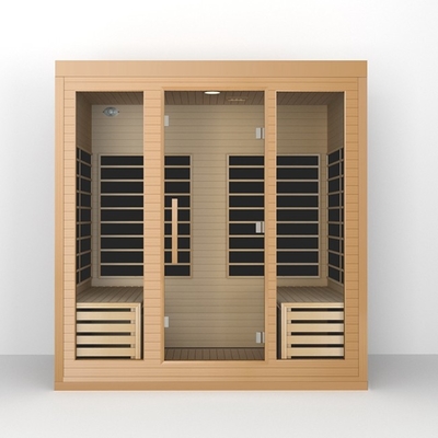 Ruang Sauna Inframerah Kayu Hemlock Dalam Ruangan Spektrum Penuh 4 Orang