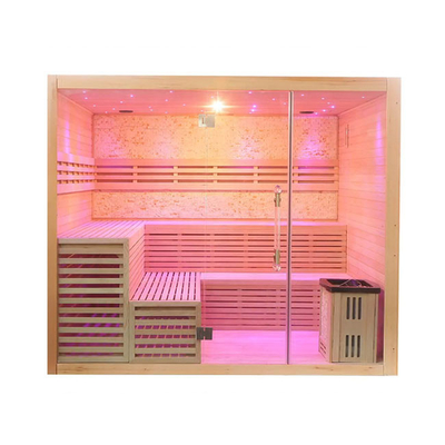 6 Orang Canadian Cedar Steam Sauna Room Family Red Light Sauna 6000W