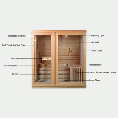 ODM Double Bench 2 Orang Rumah Ruang Sauna Kayu Solid Dalam Ruangan