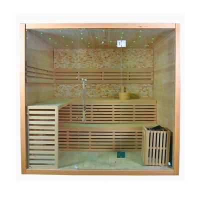 OEM Tradisional Hemlock Residential Unit Sauna Ruang Uap Untuk Rumah 4 Orang