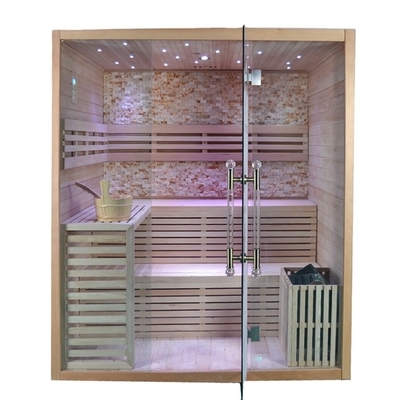 OEM Tradisional Hemlock Residential Unit Sauna Ruang Uap Untuk Rumah 4 Orang