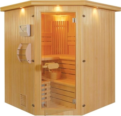 3-4 Orang Hemlock Freestanding Sauna Ruang Uap Dalam Ruangan Untuk Rumah