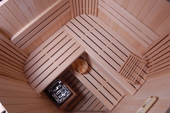 3-4 Orang Hemlock Freestanding Sauna Ruang Uap Dalam Ruangan Untuk Rumah