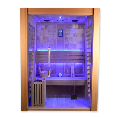 Single Bench Hemlock 4 Orang Cedar Sauna Ruang Uap Dalam Ruangan Dengan Pemanas Kompor 6kw