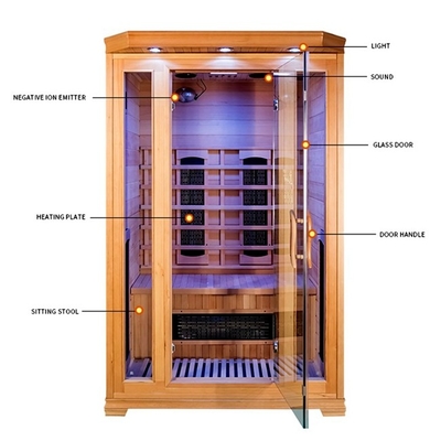 Ruang Sauna Inframerah Rumah Kustom Hemlock 2 Orang Dengan Oxygen Ionizer